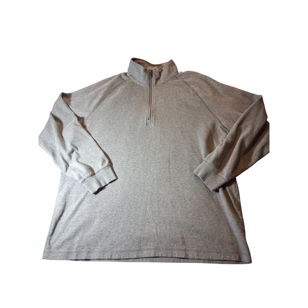 LL Bean Mens XL Tall Gray Quarter Zip Pullover Slightly Fitted Mock Neck Sweater